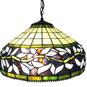 White Ivy Tiffany Stained Glass Pendant Lamp