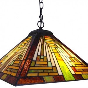 Mission Style Tiffany Stained Glass Pendant Lamp