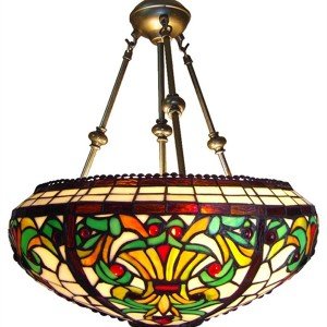 Victorian Bowl Tiffany Stained Glass Pendant Lamp