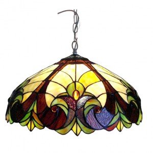 Victorian Swirled Tiffany Stained Glass Pendant Lamp