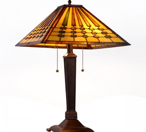 Chadrick Mission Tiffany Stained Glass 2 Light Table Lamp