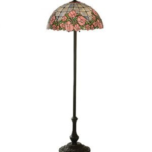 Cabbage Rose Tiffany Stained Glass Floor Lamp