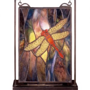 Dragonfly Stained Glass Lighted Mini Tabletop Window