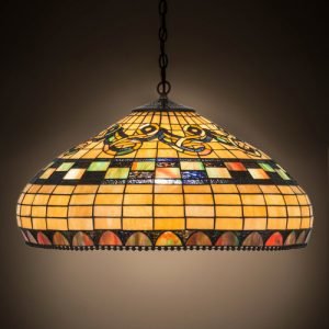 Edwardian Tiled Tiffany Stained Glass Pendant Light