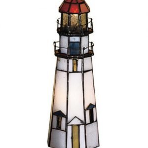 Marble Head Lighthouse Stained Glass Accent Lamp