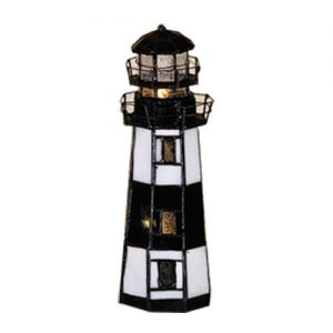 Montuak Point Lighthouse Stained Glass Accent Lamp