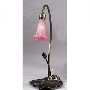 Pink Lily Tiffany Art Glass Accent Lamp