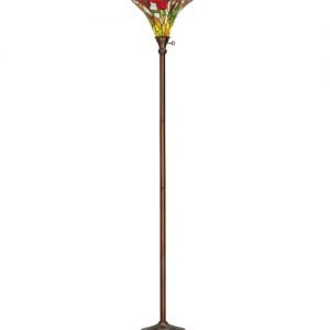 Tulip Red Bouquet Tiffany Stained Glass Torchiere