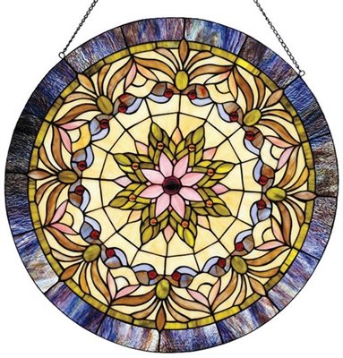 Edwardian Stained Glass Window, Round Stained Glass Window Panels