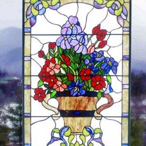 Floral Arrangement Tiffany Stained Glass Window Panel