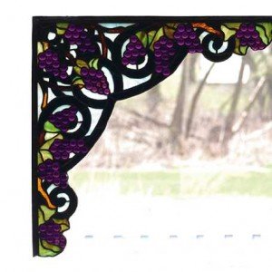 Grapevine Tiffany Stained Glass Black Window Panel