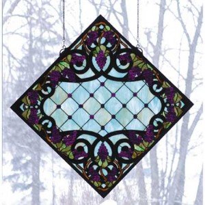 Grapevine Diamond Tiffany Stained Glass Black Window