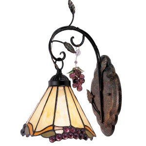 Grape Trellis Tiffany Stained Glass Wall Sconce