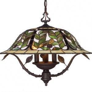 Latham Berry Leaves Tiffany Stained Glass Chandelier