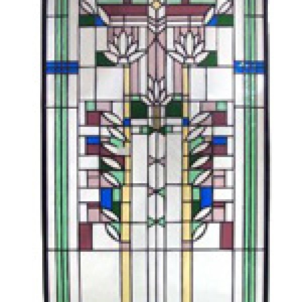Lotus Flowered Tiffany Stained Glass Window Panel