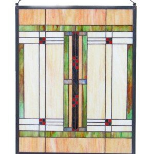 Craftsman Style Tiffany Stained Glass Window Panel