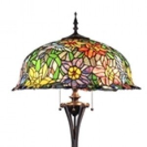 Colorful Floral Tiffany Stained Glass Floor Lamp