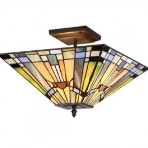 Mission Style Tiffany Stained Glass Semi Flush