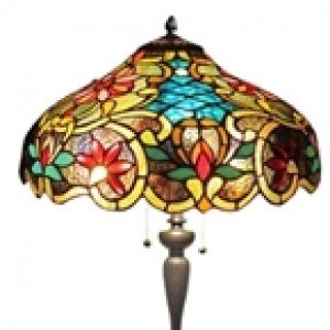 Victorian Tiffany Stained Glass Floral Floor Lamp