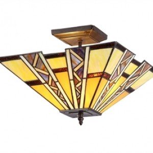 Mission Style Tiffany Stained Glass Semi Flush