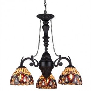 Victorian Style Tiffany Stained Glass Chandelier Light
