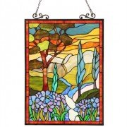 Lush Landscape Tiffany Stained Glass Window Panel