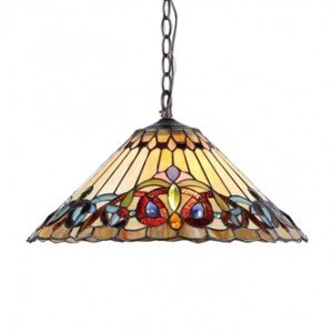 Lovely Tiffany Stained Glass Victorian Pendant Light