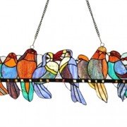 Colorful Variety Birds Stained Glass Window Panel