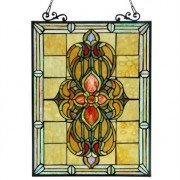 Handsome Tiffany Stained Glass Victorian Window Panel