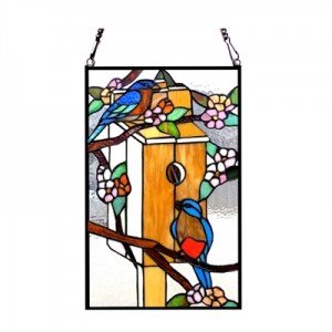 Bird House Tiffany Stained Glass Window Panel