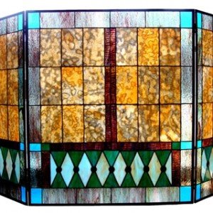 Marine Blue Tiffany Stained Glass Fireplace Screen