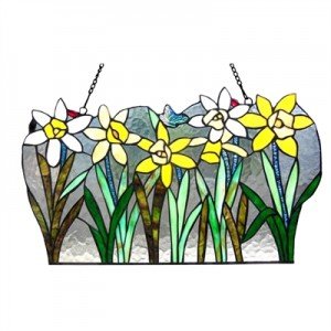 Tulip Flowers Tiffany Stained Glass Window Panel