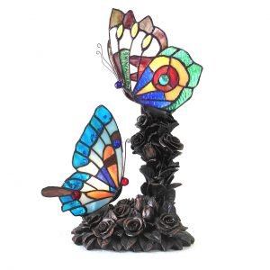 Edith 2 Butterfly Stained Glass Accent Lamp