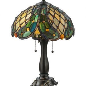 Capolavoro Jeweled Tiffany Stained Glass Table Lamp