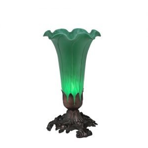 Emerald Green Lily Art Glass Accent Lamp
