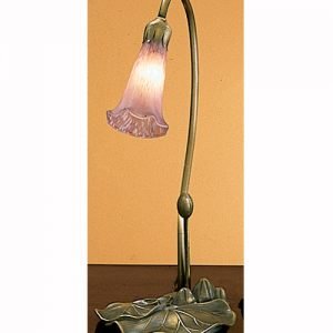 Lavender Lily Pad Art Glass Accent Lamp