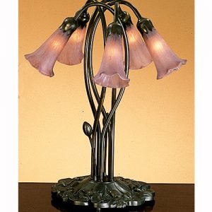 Lily Pad Lavender Flower Tiffany Accent Lamp