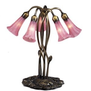 Lily Pad Pink Flower Tiffany Accent Lamp