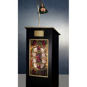 Rose Bush Tiffany Stained Glass Lighted Podium