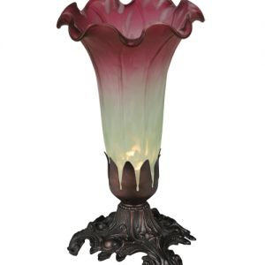 Seafoam Cranberry Lily Art Glass Accent Lamp