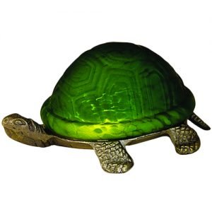 Turtle Bright Green Mottled Glass Accent Lamp