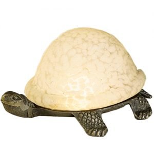 Turtle Winter White Mottled Glass Accent Lamp