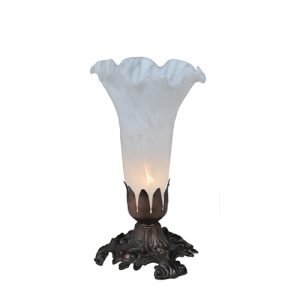 Winter White Lily Art Glass Accent Lamp